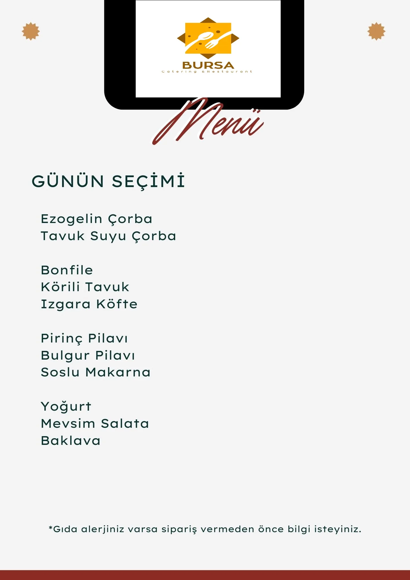 Örnek Menü 1