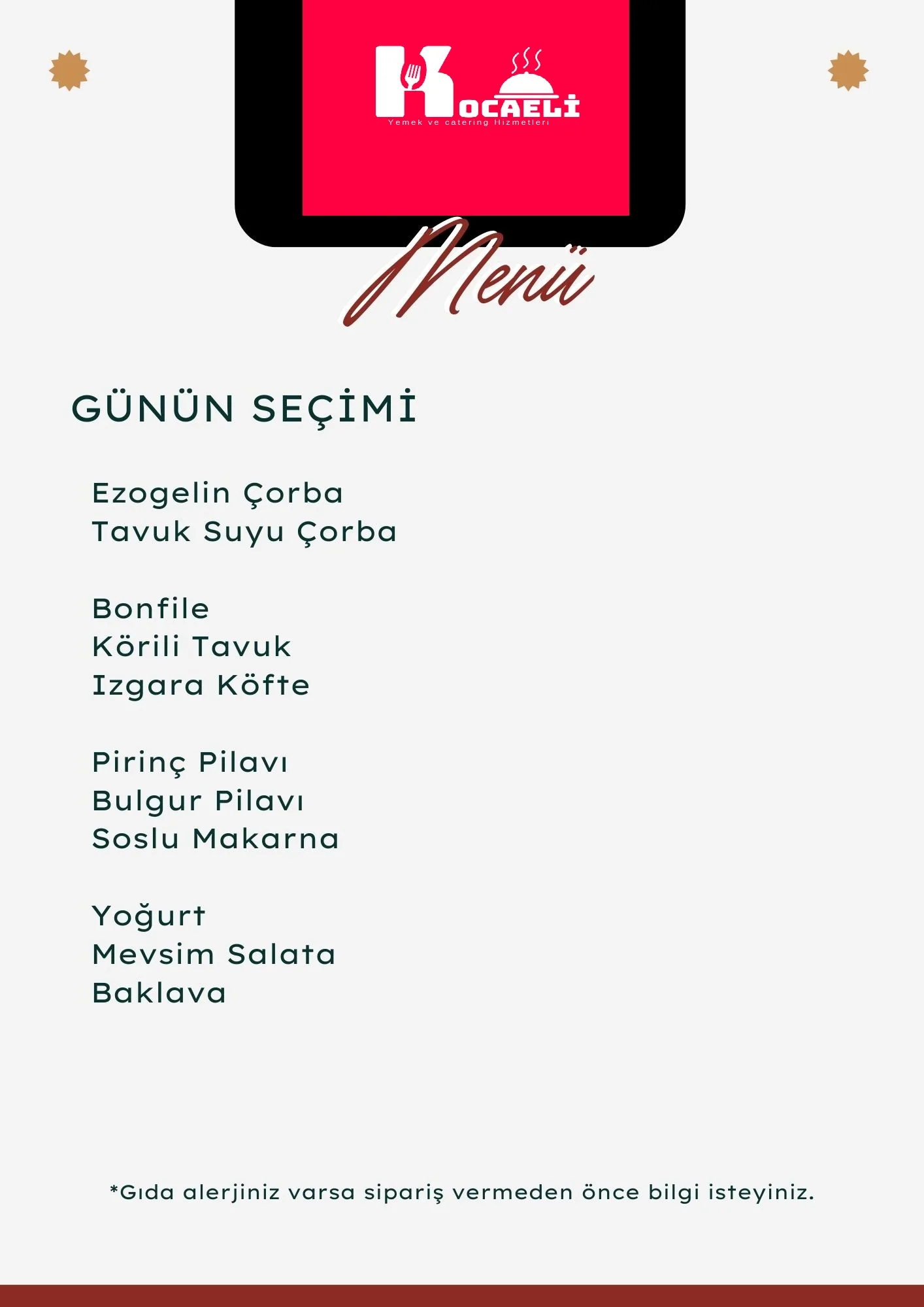 Örnek Menü 1
