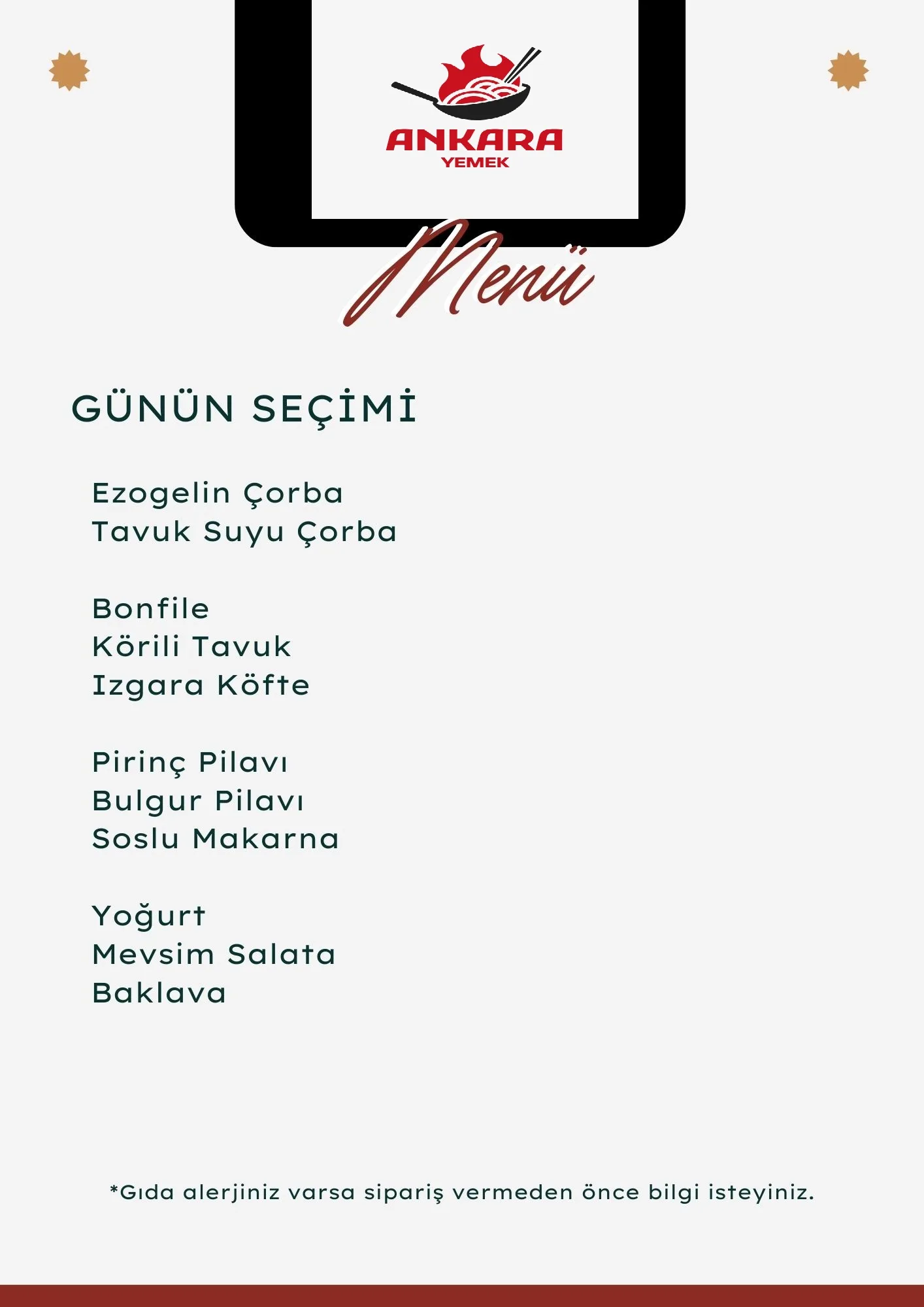 Örnek Menü 1